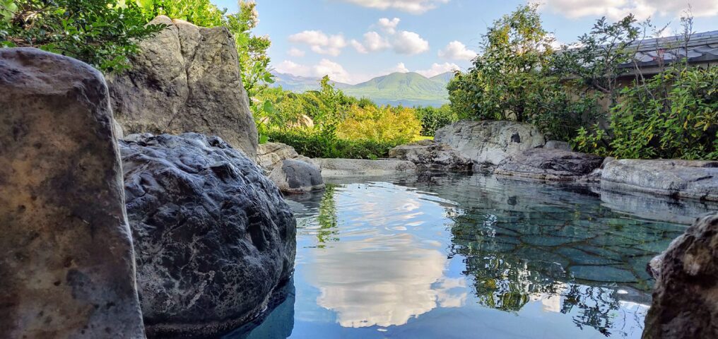 Rotenburo (open-air bath) at Aso Plaza Hotel